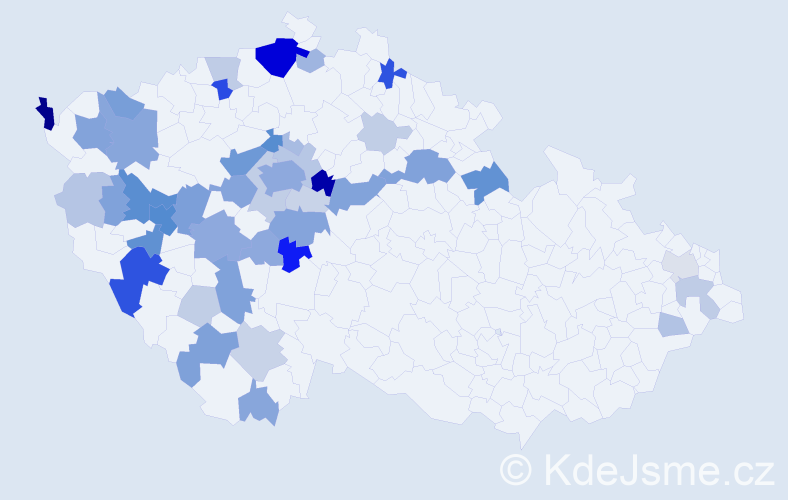 Příjmení: 'Bešťák', počet výskytů 159 v celé ČR