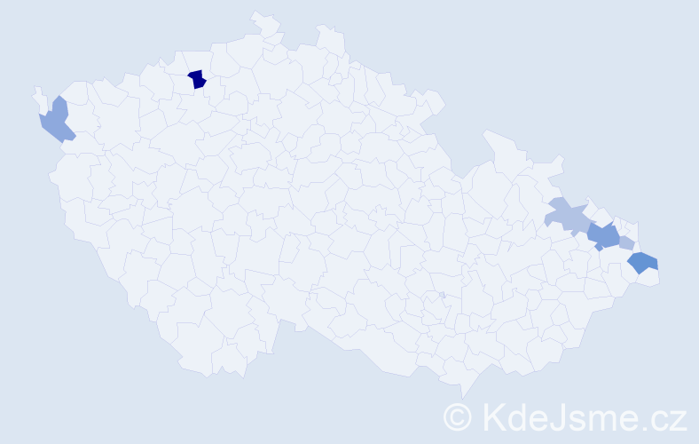 Příjmení: 'Bičanovská', počet výskytů 12 v celé ČR