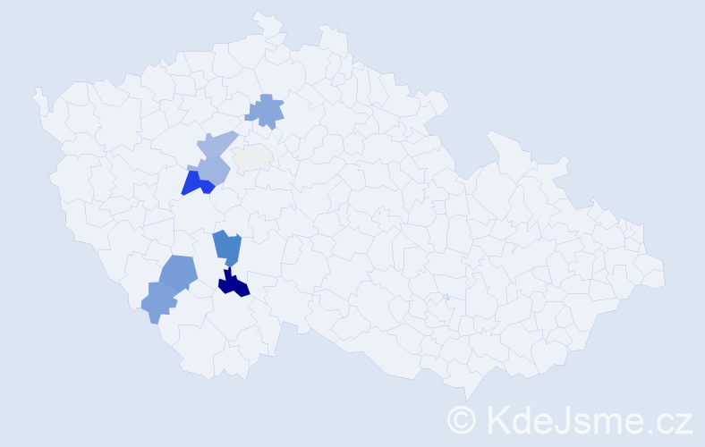 Příjmení: 'Kluiber', počet výskytů 21 v celé ČR