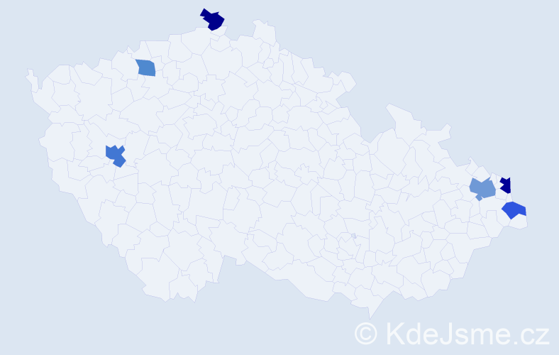 Příjmení: 'Bezek', počet výskytů 9 v celé ČR