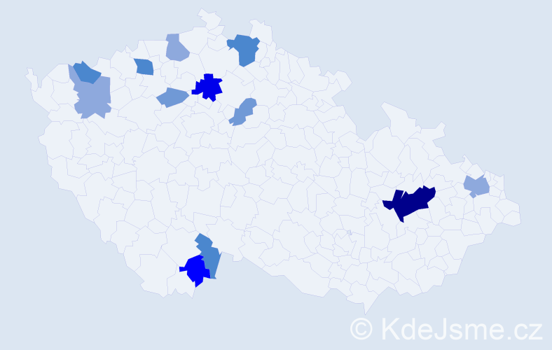 Příjmení: 'Huličková', počet výskytů 34 v celé ČR