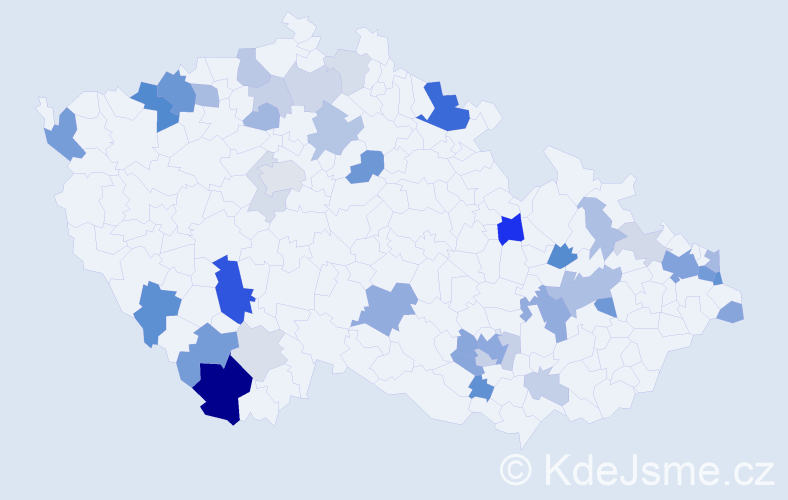 Příjmení: 'Bako', počet výskytů 107 v celé ČR