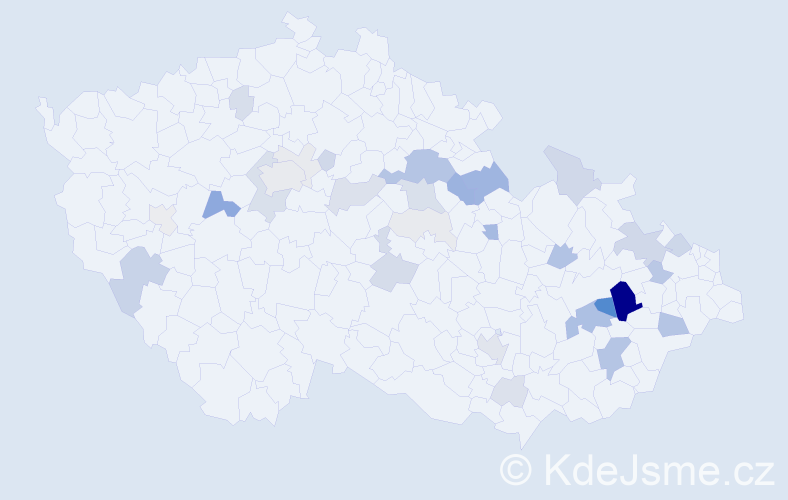Příjmení: 'Kulička', počet výskytů 111 v celé ČR