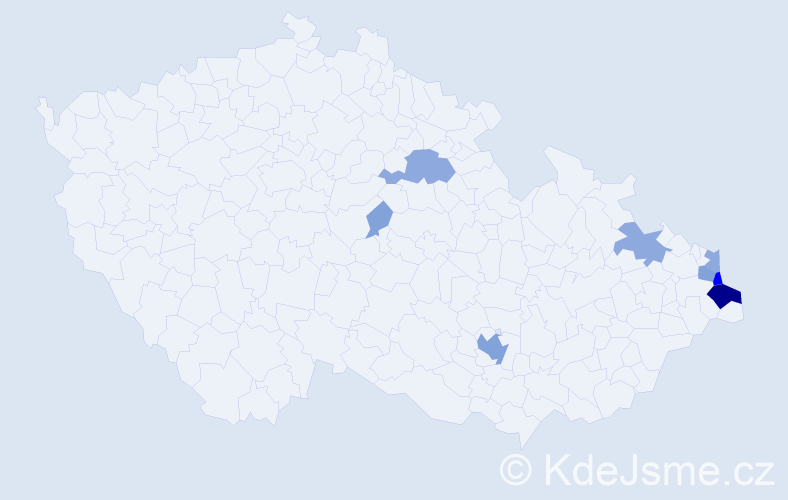 Příjmení: 'Fryda', počet výskytů 23 v celé ČR