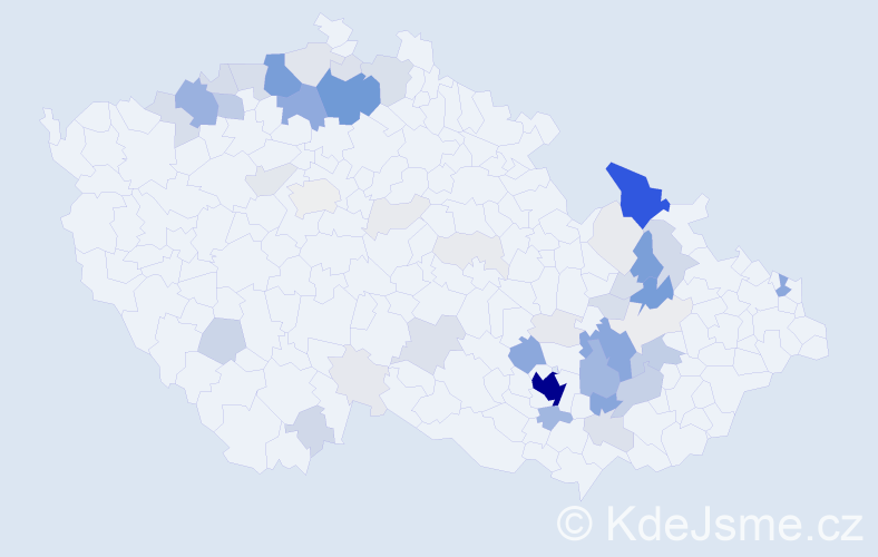 Příjmení: 'Dirdová', počet výskytů 389 v celé ČR