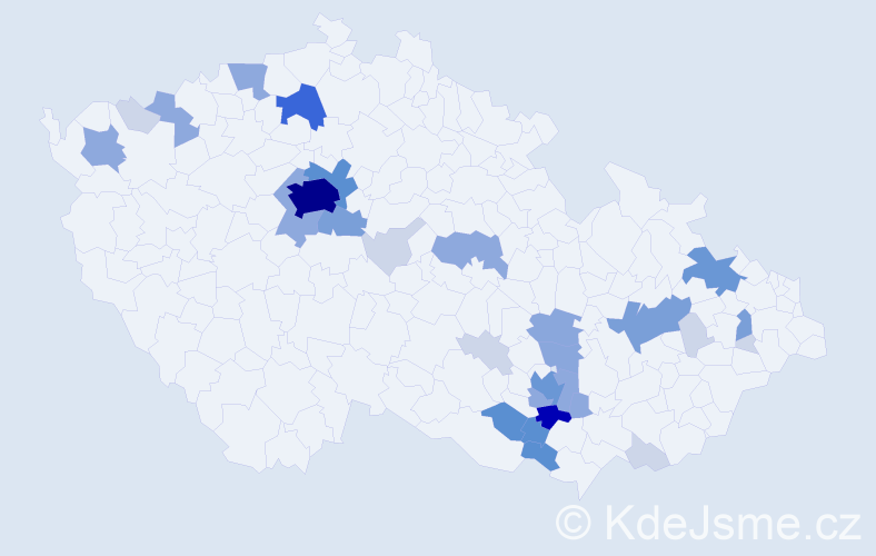 Příjmení: 'Hanuška', počet výskytů 107 v celé ČR
