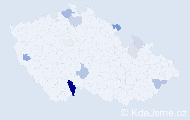 Příjmení: 'Gurgul', počet výskytů 29 v celé ČR