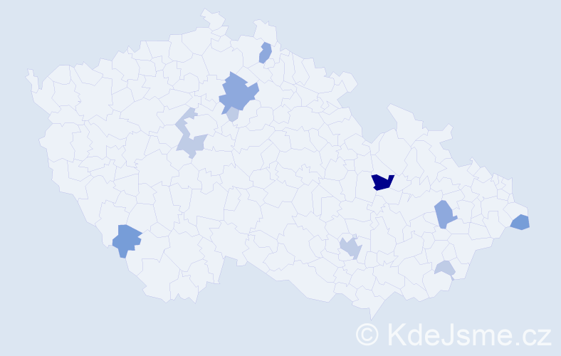 Příjmení: 'Kopáčik', počet výskytů 26 v celé ČR