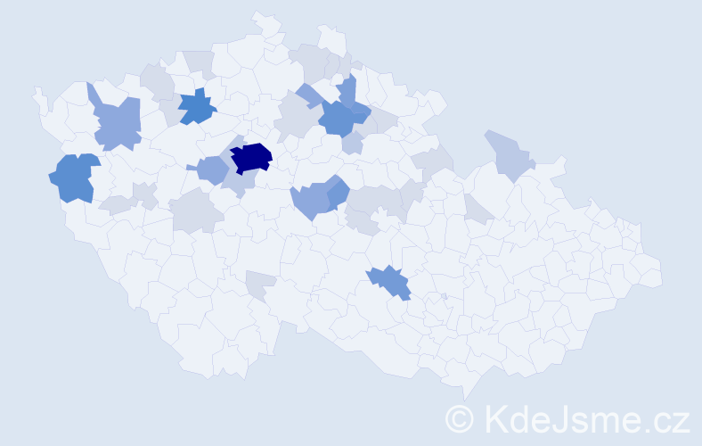 Příjmení: 'Rajm', počet výskytů 102 v celé ČR