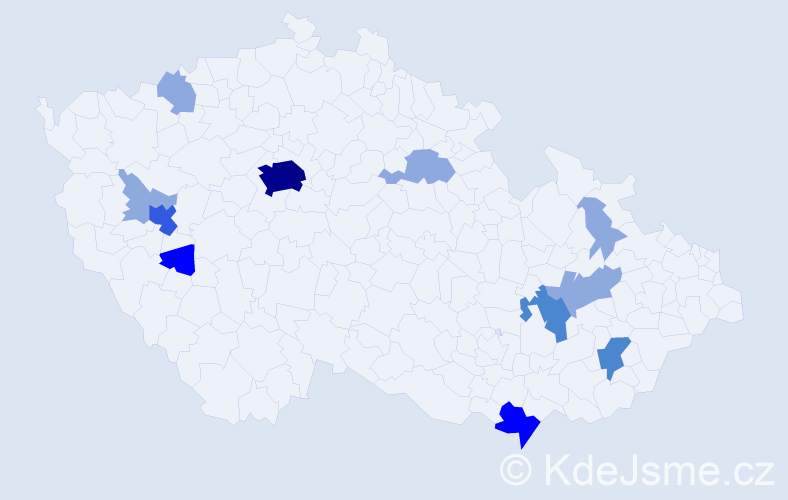 Příjmení: 'Vohrnová', počet výskytů 25 v celé ČR