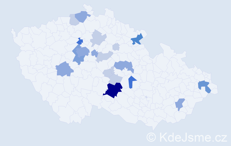 Příjmení: 'Huďová', počet výskytů 53 v celé ČR