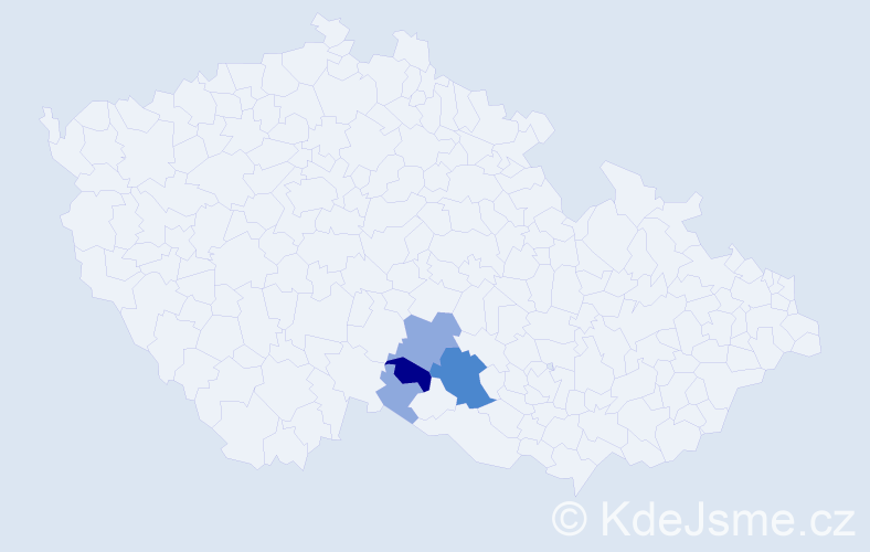 Příjmení: 'Vaňoušková', počet výskytů 9 v celé ČR