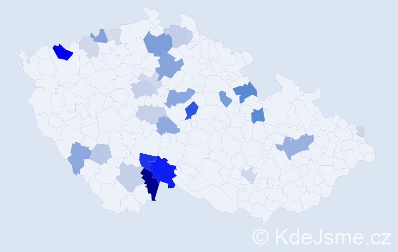 Příjmení: 'Matlas', počet výskytů 74 v celé ČR