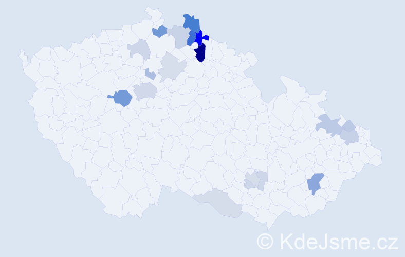 Příjmení: 'Soudil', počet výskytů 57 v celé ČR