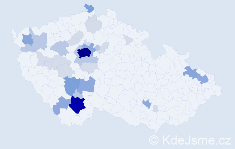 Příjmení: 'Trantinová', počet výskytů 101 v celé ČR