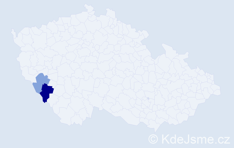 Příjmení: 'Kyrál', počet výskytů 9 v celé ČR
