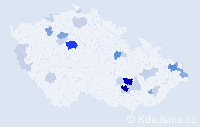 Příjmení: 'Lakota', počet výskytů 74 v celé ČR