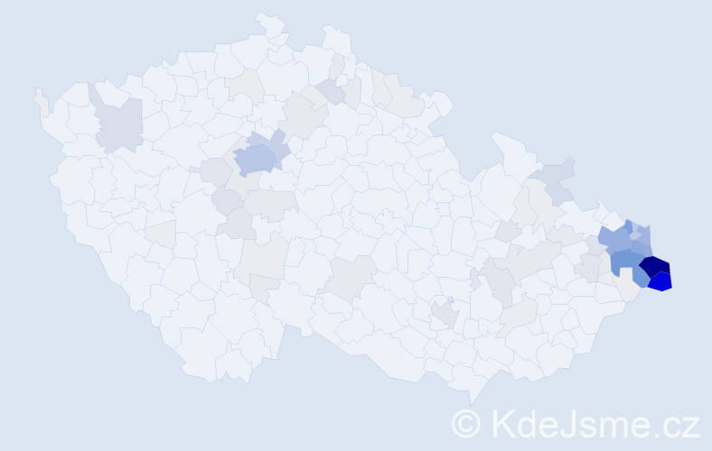 Příjmení: 'Klus', počet výskytů 440 v celé ČR