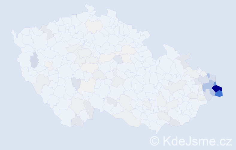 Příjmení: 'Kaleta', počet výskytů 542 v celé ČR