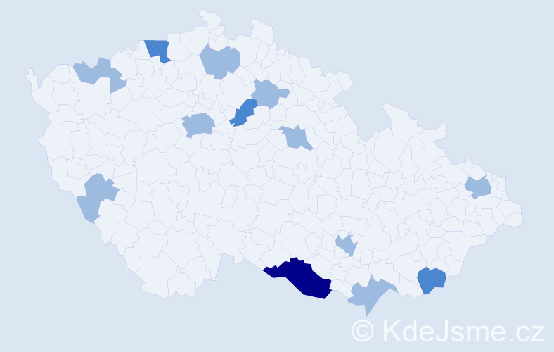 Příjmení: 'Pirová', počet výskytů 21 v celé ČR