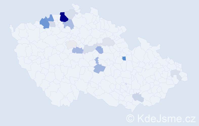 Příjmení: 'Gulyásová', počet výskytů 49 v celé ČR