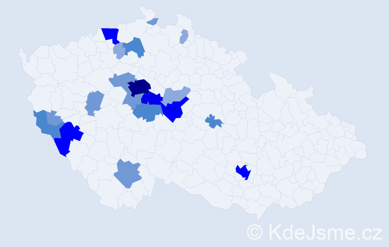 Příjmení: 'Mensová', počet výskytů 54 v celé ČR