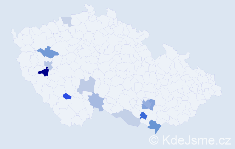 Příjmení: 'Pánovec', počet výskytů 23 v celé ČR