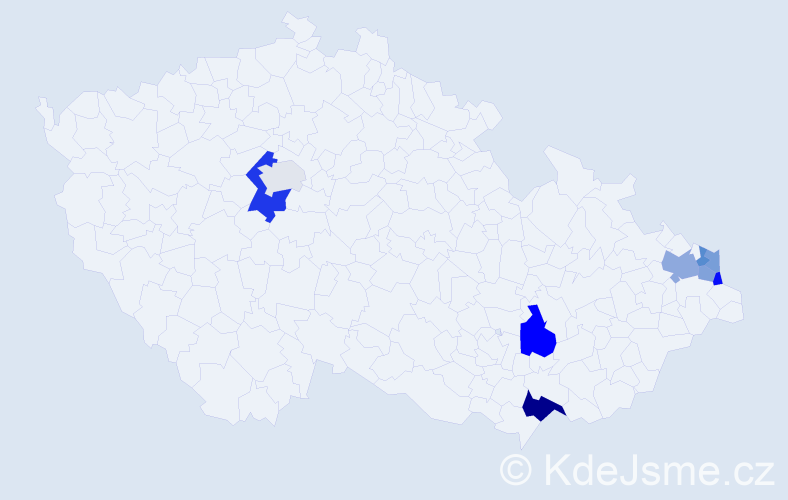 Příjmení: 'Skutecký', počet výskytů 15 v celé ČR