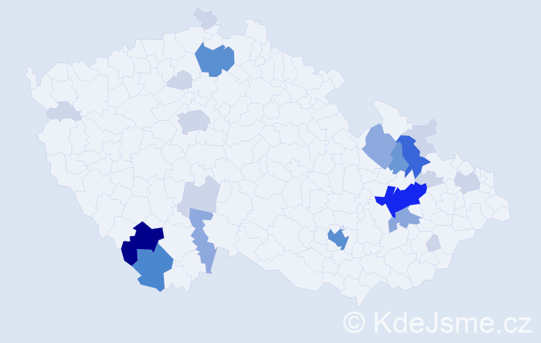Příjmení: 'Korytar', počet výskytů 74 v celé ČR