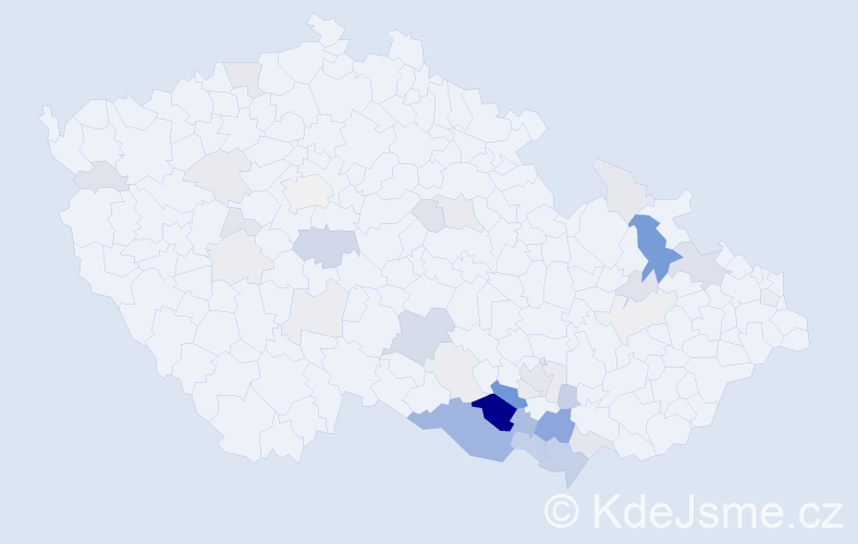 Příjmení: 'Čeperová', počet výskytů 119 v celé ČR