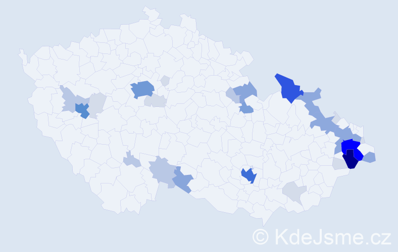 Příjmení: 'Chasák', počet výskytů 113 v celé ČR