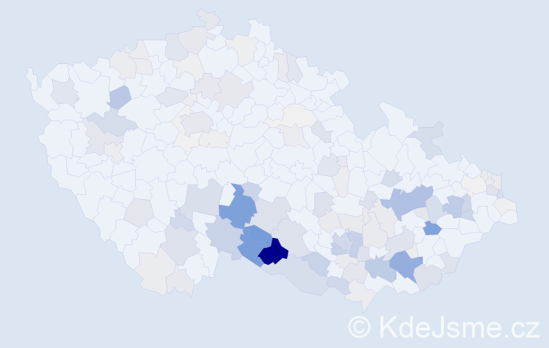 Příjmení: 'Daňhel', počet výskytů 493 v celé ČR