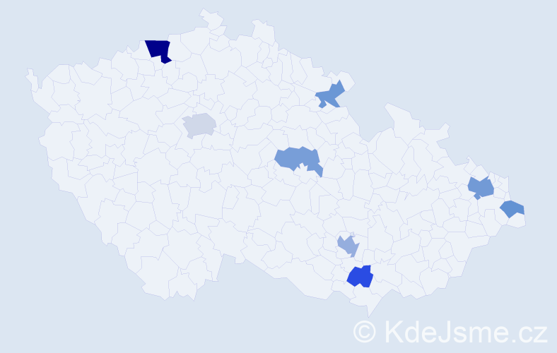 Příjmení: 'Balzarová', počet výskytů 15 v celé ČR