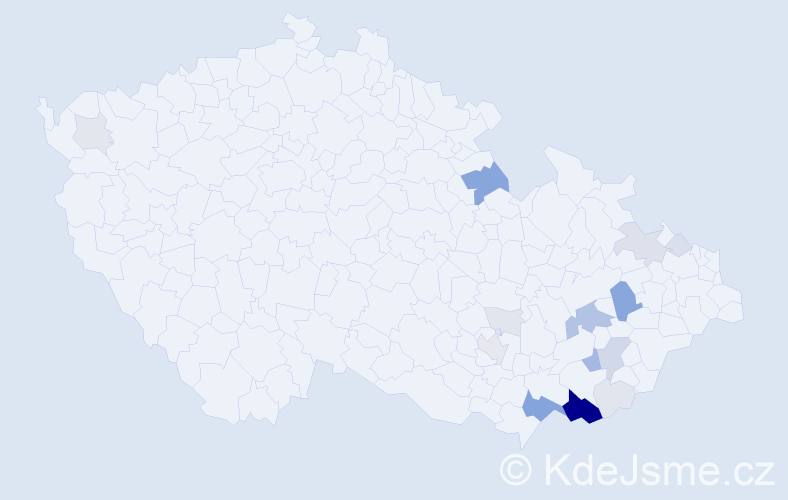 Příjmení: 'Možnar', počet výskytů 57 v celé ČR