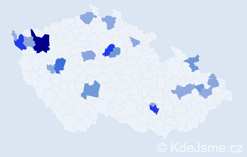 Příjmení: 'Bikar', počet výskytů 60 v celé ČR