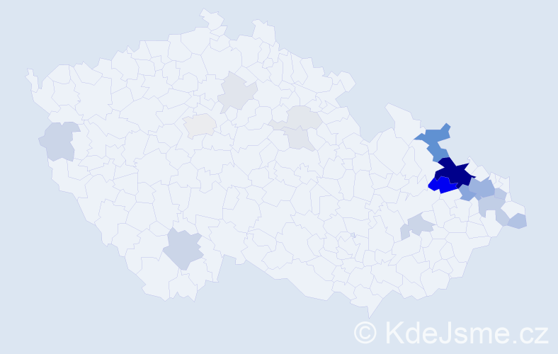 Příjmení: 'Prusek', počet výskytů 72 v celé ČR