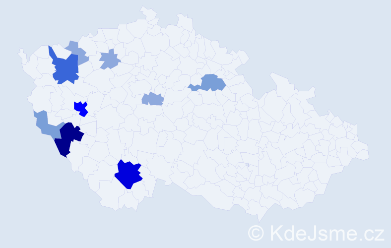 Příjmení: 'Taušek', počet výskytů 29 v celé ČR