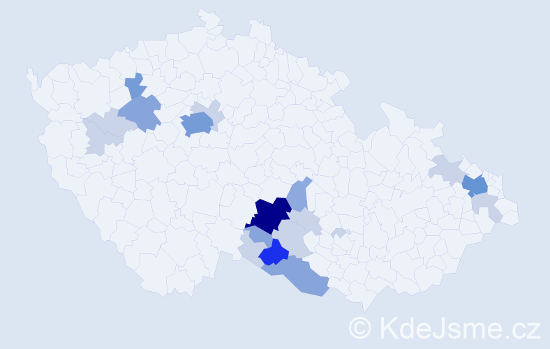 Příjmení: 'Cvaková', počet výskytů 55 v celé ČR