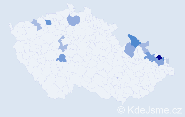 Příjmení: 'Piatková', počet výskytů 36 v celé ČR