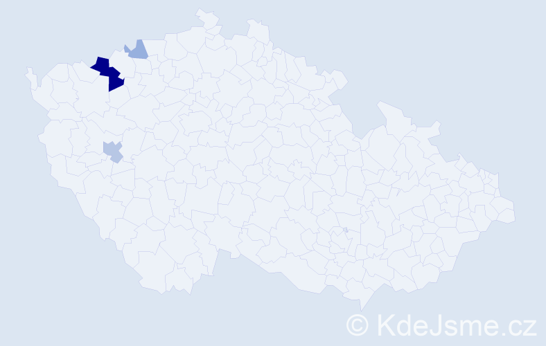 Příjmení: 'Mesmerová', počet výskytů 9 v celé ČR