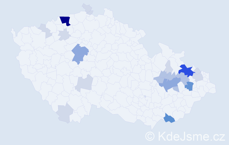 Příjmení: 'Kittlová', počet výskytů 69 v celé ČR