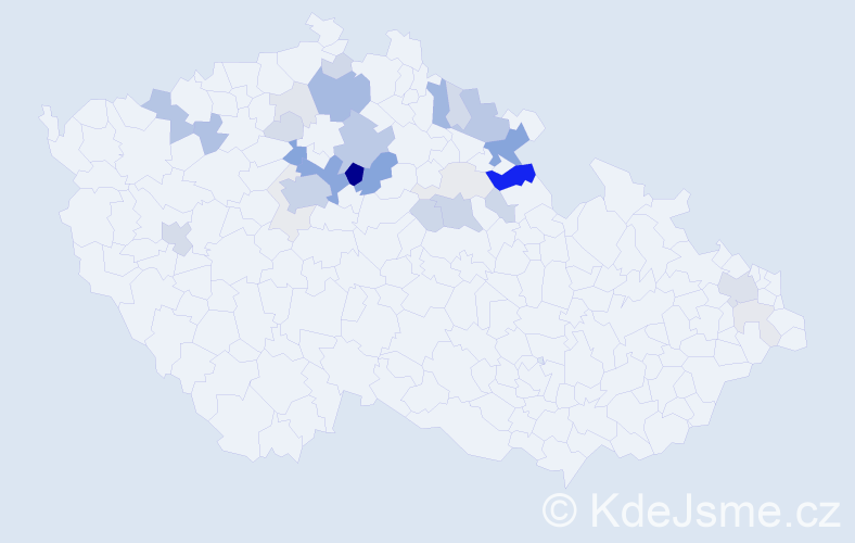 Příjmení: 'Duška', počet výskytů 120 v celé ČR