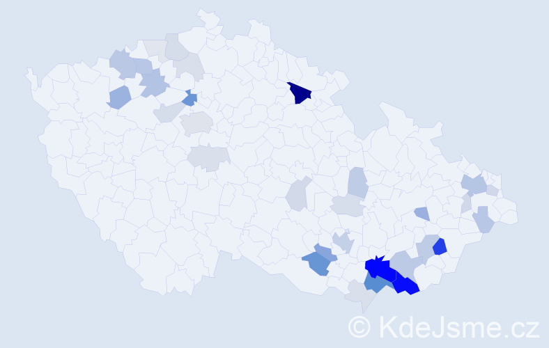 Příjmení: 'Robková', počet výskytů 117 v celé ČR