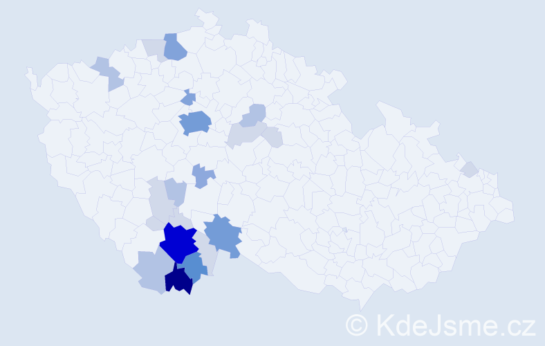 Příjmení: 'Táchová', počet výskytů 74 v celé ČR