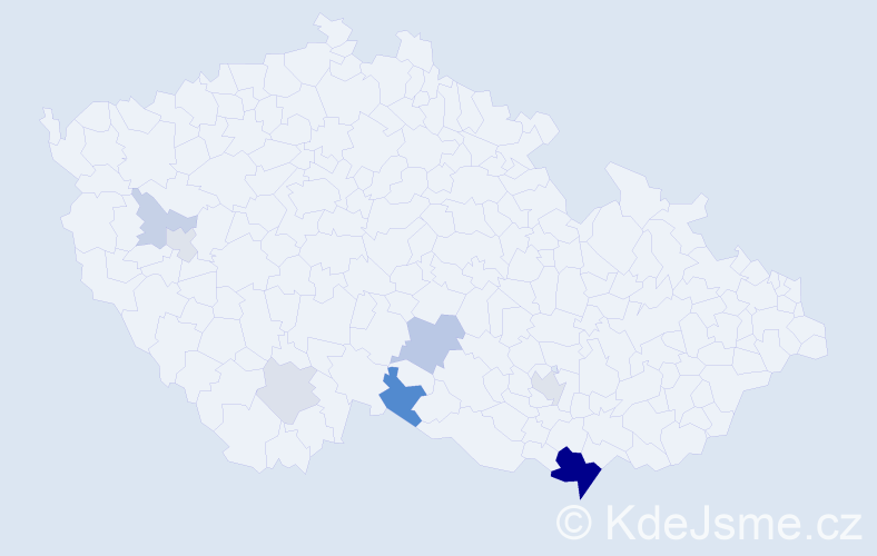 Příjmení: 'Zoderová', počet výskytů 22 v celé ČR