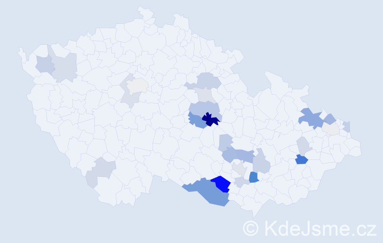 Příjmení: 'Krbálek', počet výskytů 91 v celé ČR