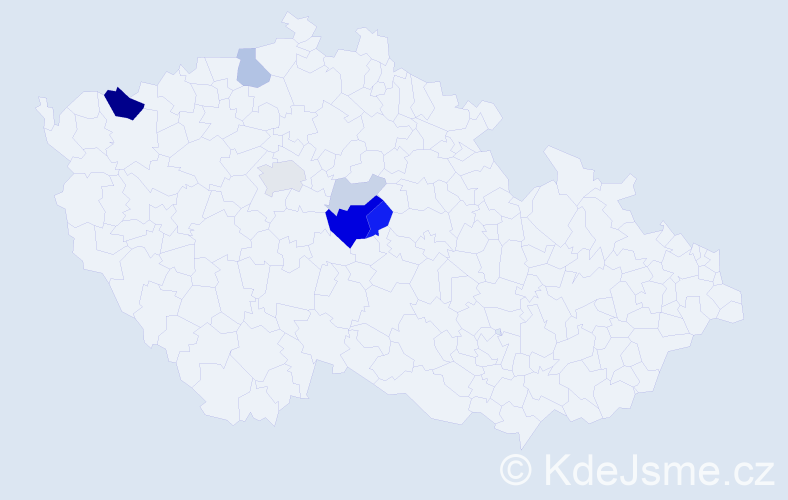 Příjmení: 'Lhotan', počet výskytů 21 v celé ČR