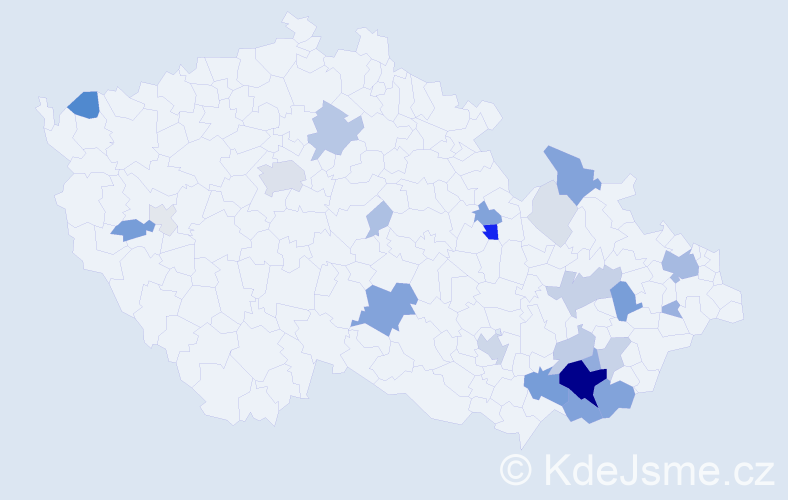 Příjmení: 'Krsička', počet výskytů 95 v celé ČR