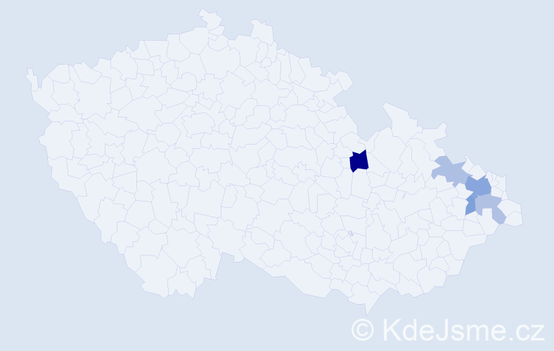 Příjmení: 'Kűhnert', počet výskytů 9 v celé ČR