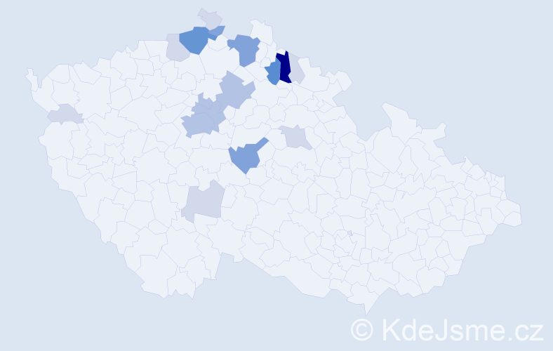 Příjmení: 'Jiřišta', počet výskytů 55 v celé ČR
